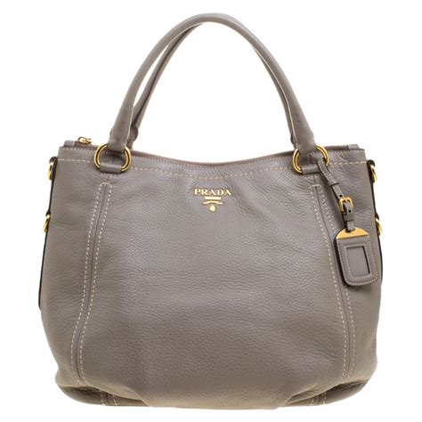 prada gray leather tote